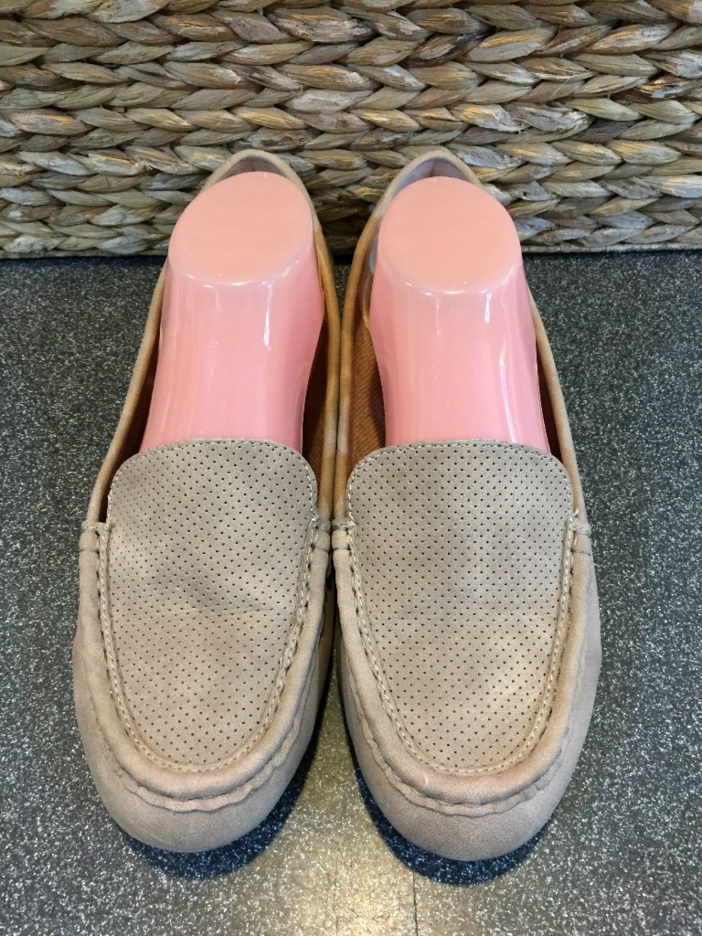 BOC Taupe Suede Perforated Slip-On Loafers